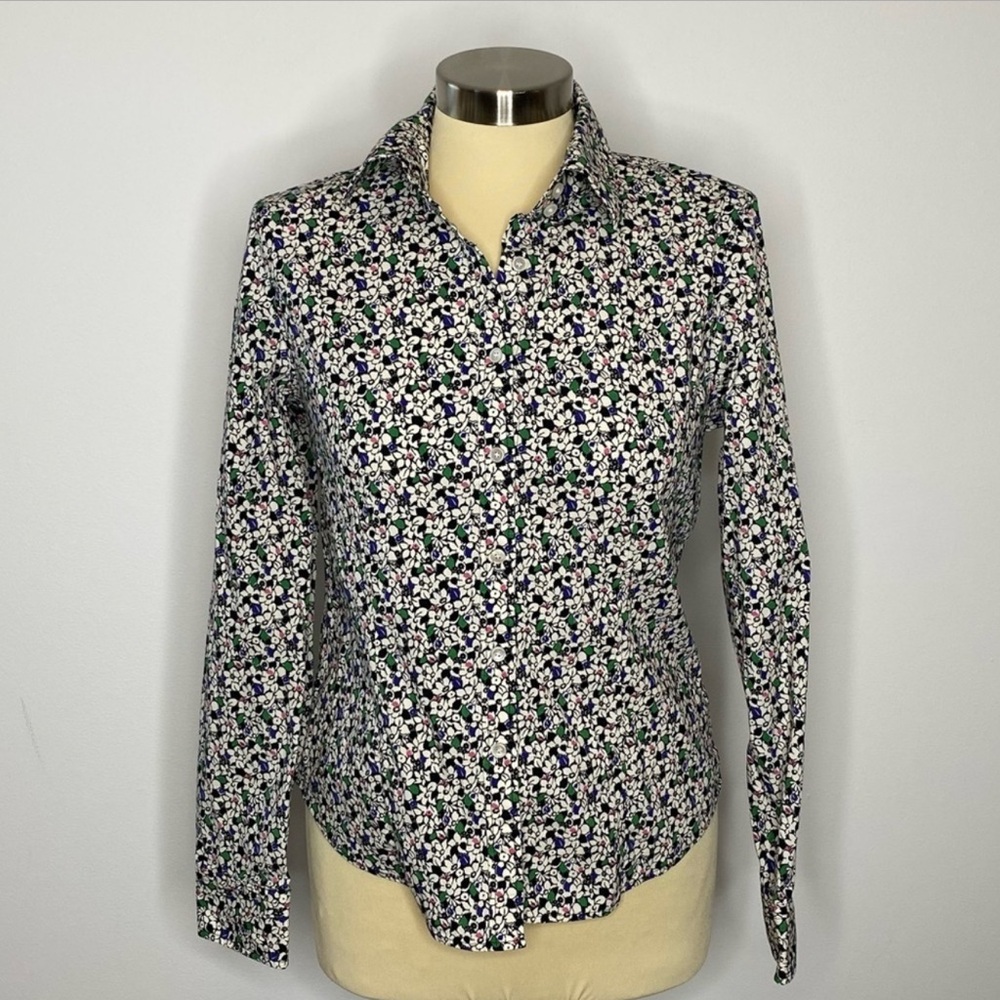 Talbots Petites Floral Button Up Blouse